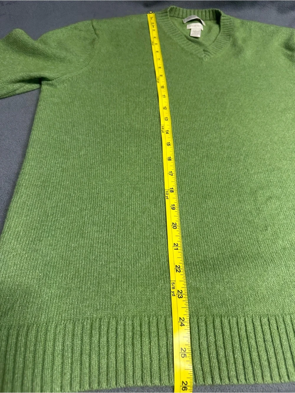 Banana Republic Bright Green V-Neck Sweater with Elbow Patches
